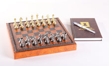 Load image into Gallery viewer, 11" Florentine Chess Set on Leatherette Cabinet Board