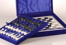 Load image into Gallery viewer, 12" Black and White Marble Chess Set