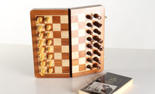 Load image into Gallery viewer, 12" Magnetic Folding Chess Set in Golden Rosewood / Maple with Leatherette Case