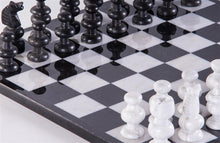 Load image into Gallery viewer, 13" Onyx Chess Set - Black and Marble White