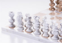 Load image into Gallery viewer, 13" Onyx Chess Set - Brown and Marble White