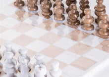 Load image into Gallery viewer, 13" Onyx Chess Set - Brown and Marble White