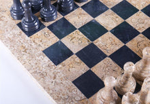Load image into Gallery viewer, 15" Coral Stone & Black Marble Chess Set
