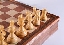 Load image into Gallery viewer, 19" English Chess Set with Pull-out Storage Drawers - Brown