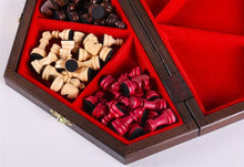 Load image into Gallery viewer, 3 Player Small Wood Chess Set