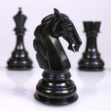 Load image into Gallery viewer, 4 5/8" Columbian Knight Ebony Wood Chess Pieces