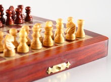 Load image into Gallery viewer, 5" Magnetic Folding Chess Set in Blood Rosewood & White Maple