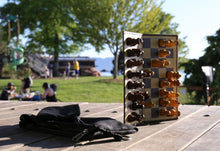Load image into Gallery viewer, 9" Milled Leather Travel Magnetic Chess Set with Wood Pieces