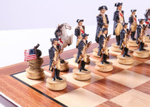 Load image into Gallery viewer, American War for Independence Chess Set on Padauk Board
