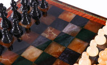 Load image into Gallery viewer, Black & Brown Alabaster Chess Set with Wood Frame