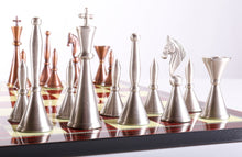 Load image into Gallery viewer, Brass Art Deco Men on Red Grain Decoupage Board