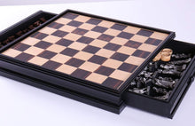 Load image into Gallery viewer, Chinese Qin Chess and Checker Set with Pewter Chessmen and Storage