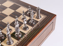 Load image into Gallery viewer, Glossy Storage Board with Metal Pieces Chess Set Combo