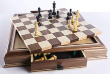 Load image into Gallery viewer, JLP Hardwood Cabinet with Drawers and Removable Chess Board