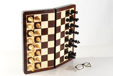Load image into Gallery viewer, Large 15 3/4" Folding Magnetic Rosewood/Maple Chess Set in Leatherette Case