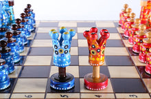 Load image into Gallery viewer, Sydney Gruber Painted 20" Large King's Inlaid Chess Set #2
