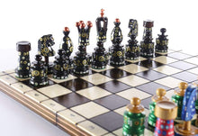 Load image into Gallery viewer, Sydney Gruber Painted 20" Large King's Inlaid Chess Set #3