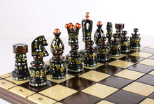 Load image into Gallery viewer, Sydney Gruber Painted 20" Large King's Inlaid Chess Set #5 in Bronze and Black