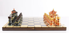 Load image into Gallery viewer, Sydney Gruber Painted 20" Large King's Inlaid Chess Set #5 in Bronze and Black