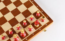 Load image into Gallery viewer, Sydney Gruber Painted 20" Tournament No 6 Chess Set in Red & Black