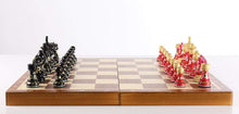 Load image into Gallery viewer, Sydney Gruber Painted 20" Tournament No 6 Chess Set in Red & Black