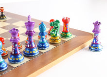 Load image into Gallery viewer, Sydney Gruber Painted Club Chess Set Combo #3 in Multicolor vs Black