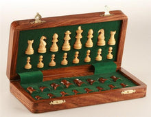 Load image into Gallery viewer, 10&quot; Magnetic Folding Chess Set in Golden Rosewood &amp; Maple in a Leatherette Case
