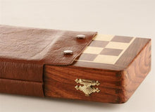 Load image into Gallery viewer, 10&quot; Magnetic Folding Chess Set in Golden Rosewood &amp; Maple in a Leatherette Case
