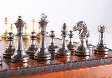 Load image into Gallery viewer, 11&quot; Florentine Chess Set on Leatherette Cabinet Board
