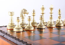 Load image into Gallery viewer, 11&quot; Florentine Chess Set on Leatherette Cabinet Board
