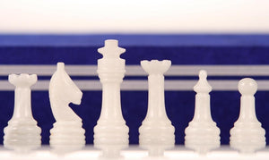 12" Black and White Marble Chess Set