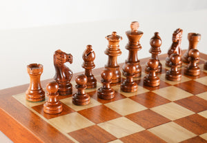 12" Magnetic Folding Chess Set in Golden Rosewood / Maple with Leatherette Case