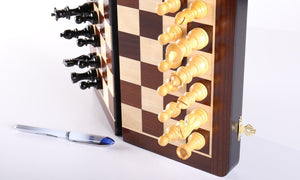 12" Magnetic Folding Chess Set in Rosewood Boxwood