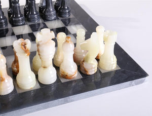 12in. Marble Chess Set - Black & Light Green Board