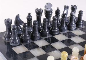 12in. Marble Chess Set - Black & Light Green Board
