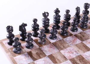 13" Brown and Black Onyx Chess Set