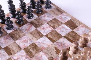 13" Brown and Black Onyx Chess Set