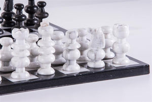 13" Onyx Chess Set - Black and Marble White