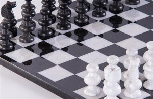 13" Onyx Chess Set - Black and Marble White