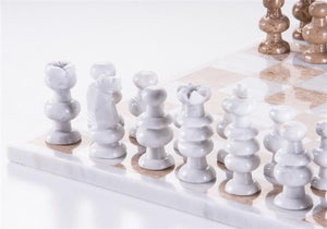 13" Onyx Chess Set - Brown and Marble White