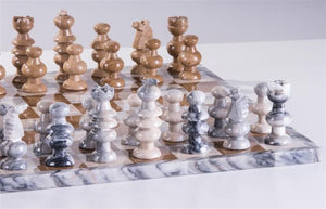 13" Onyx Chess Set - Grey and Swirled