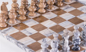 13" Onyx Chess Set - Grey and Swirled