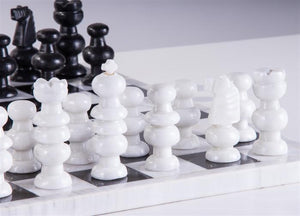13" Onyx Chess Set - Marble White and Black