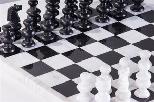 13" Onyx Chess Set - Marble White and Black