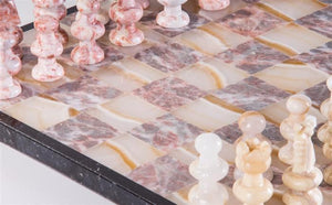 13" Onyx Chess Set - Pink and Swirled White