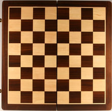 Load image into Gallery viewer, 21&quot; Folding Chess Board and Leatherette Case in Rosewood &amp; Maple
