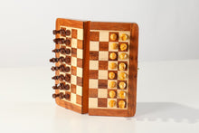 Load image into Gallery viewer, 5 1/2" Magnetic Folding Chess Set in Golden Rosewood &amp; Maple in a Leatherette Case
