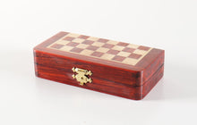 Load image into Gallery viewer, 5" Magnetic Folding Chess Set in Blood Rosewood &amp; White Maple
