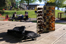 Load image into Gallery viewer, 9" Milled Leather Travel Magnetic Chess Set with Wood Pieces
