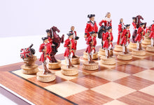Load image into Gallery viewer, American War for Independence Chess Set on Padauk Board
